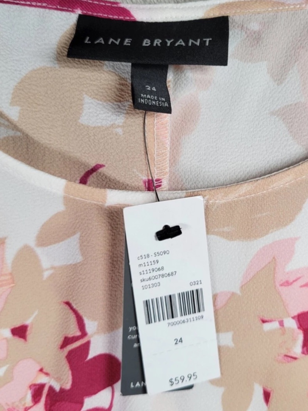 Lane Bryant 24 Floral Blouse Ruffle Sleeve Tie Front Plus Size Top - Picture 8 of 8